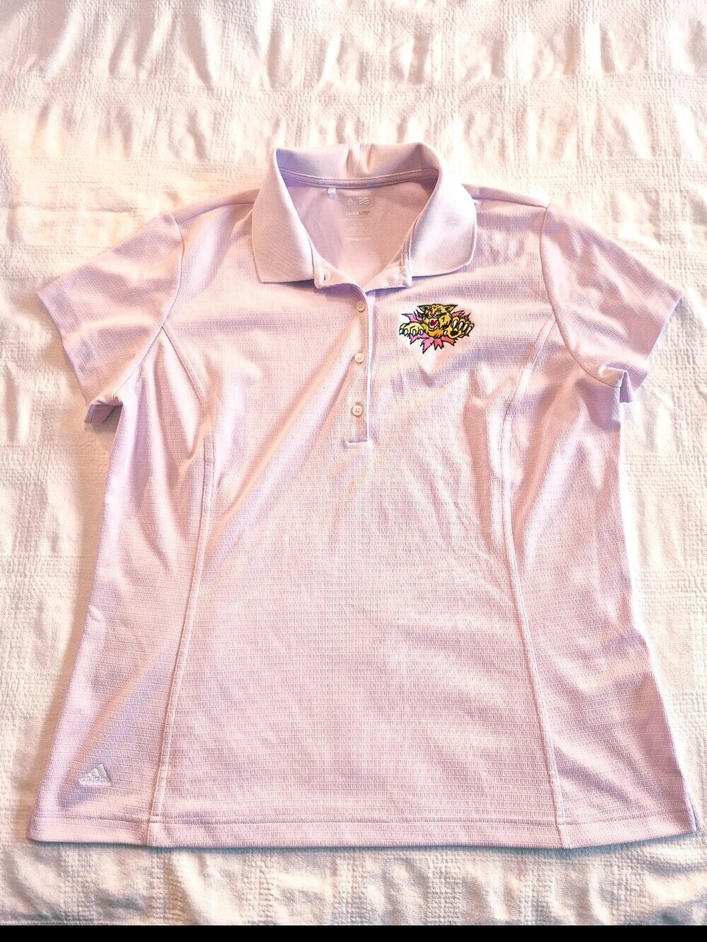 Adidas Golf women's XL Climalite light lavender polo shirt embroidered logo EUC